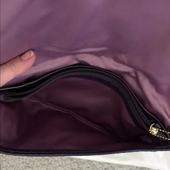Coach Madison Gathered Dark Purple Pleated Clutch - Picture 7 of 10